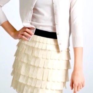 J. Crew Tiered Silk Brique Fringe Miniskirt